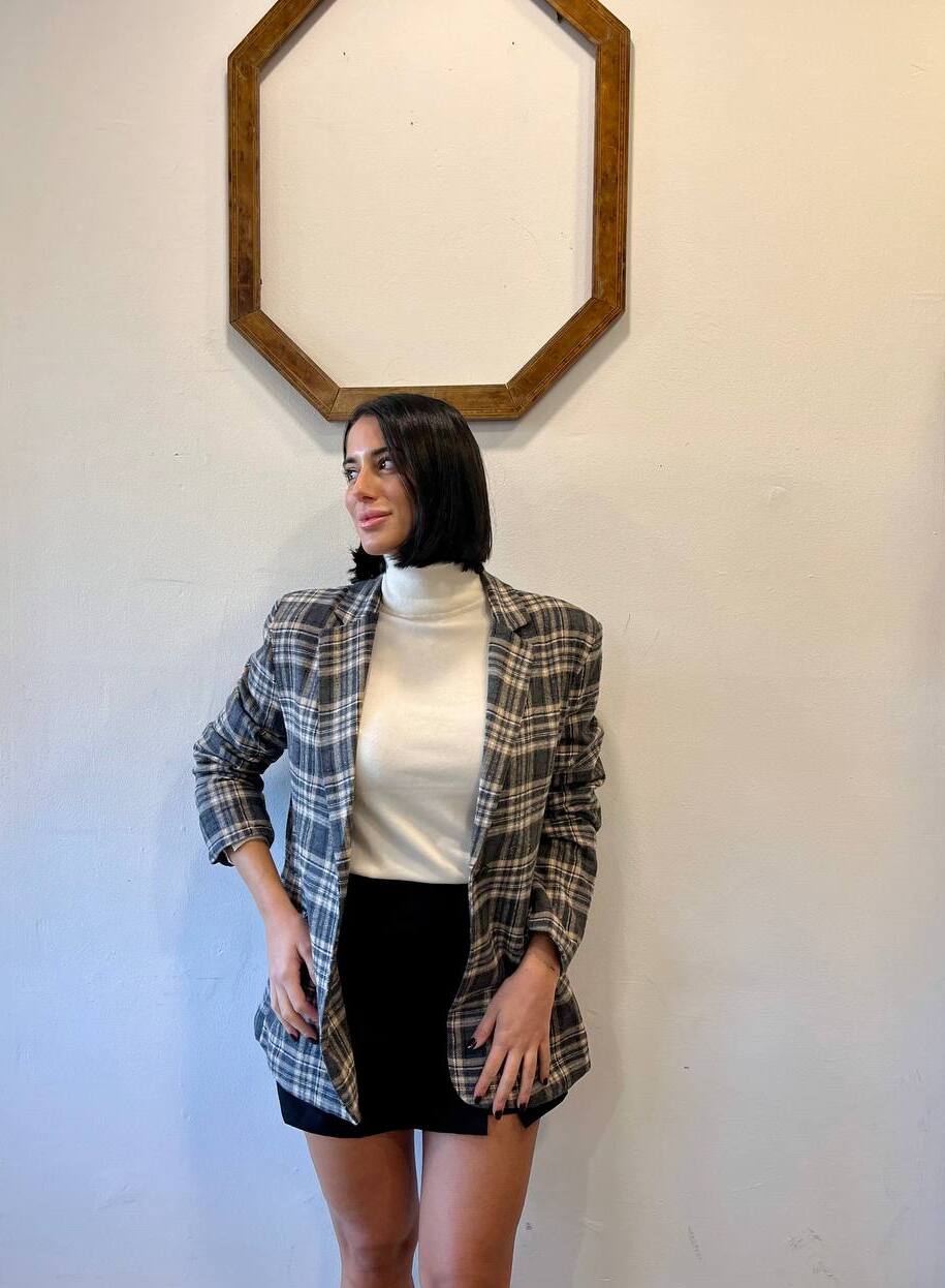 Blazer monopetto a quadri Savira