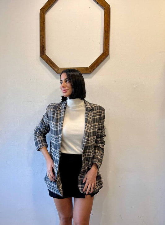 Blazer monopetto a quadri Savira