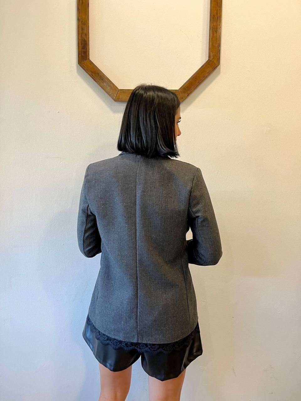 Blazer monopetto in tessuto spigato Melva