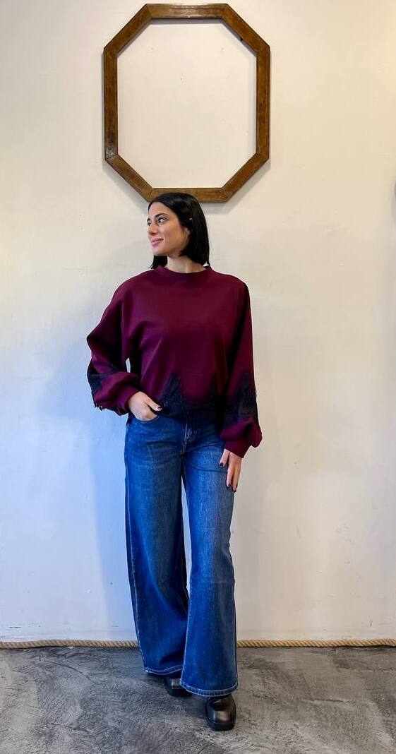 Jeans wide leg a vita media Selma