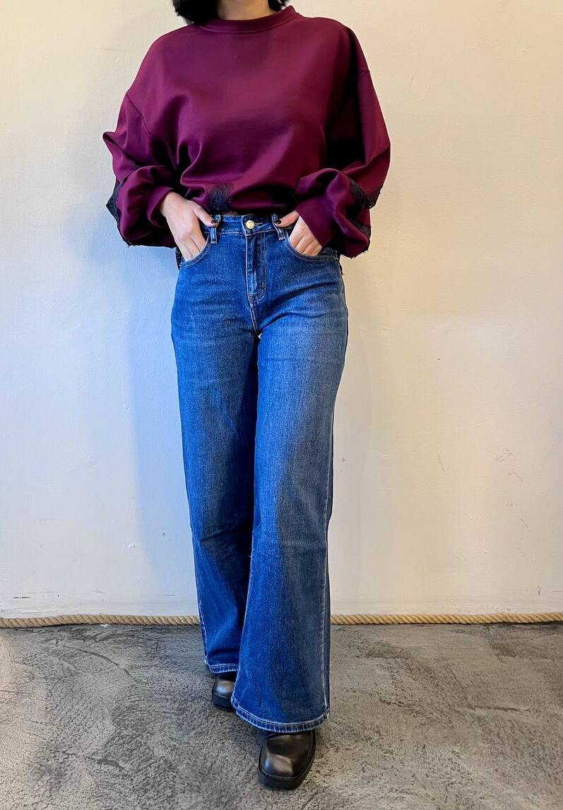 Jeans wide leg a vita media Selma