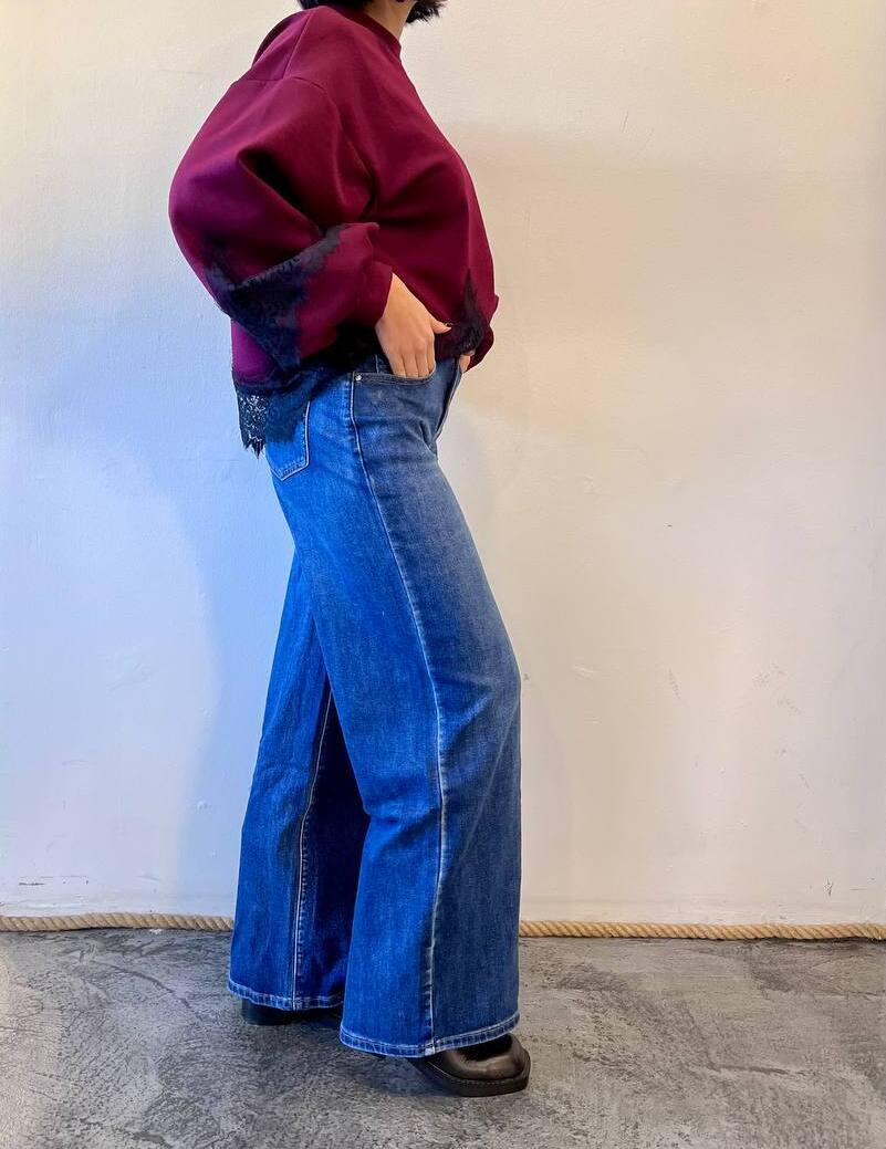 Jeans wide leg a vita media Selma