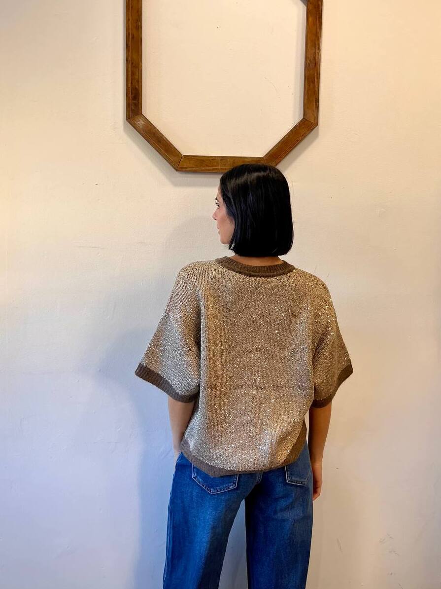 Maglia glitterata con bordi a contrasto Liora