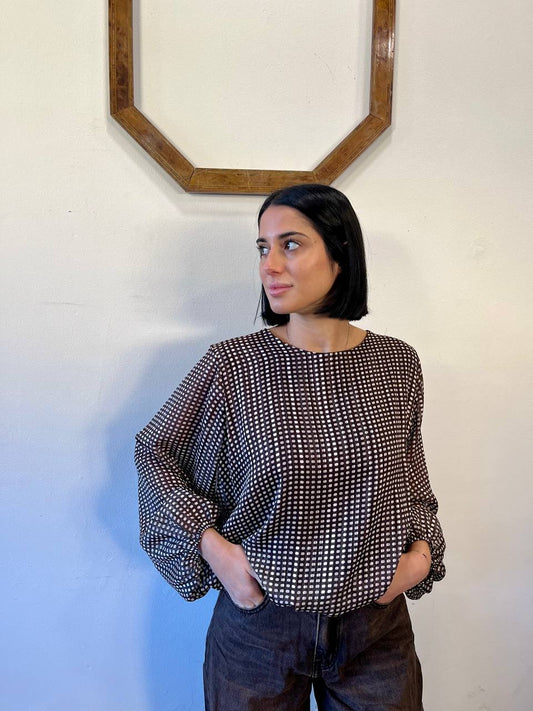 Blusa maniche lunghe con stampa a pois Denia