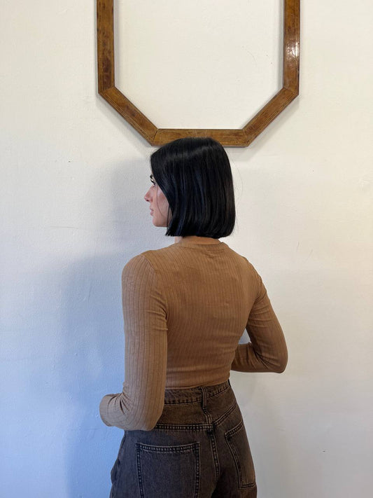 Body a maniche lunghe a costine Maia