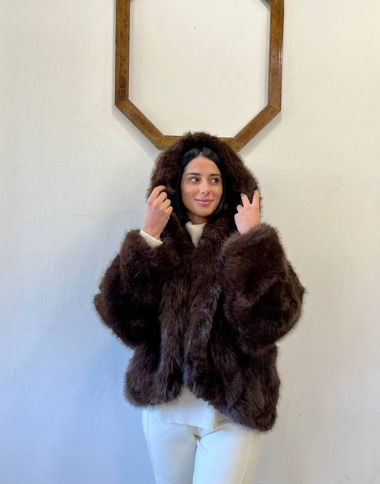 Giubbotto corto in ecofur a pelo lungo Tenora