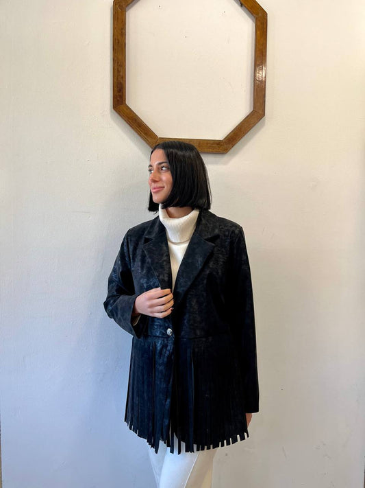 Giacca scamosciata con frange Talina