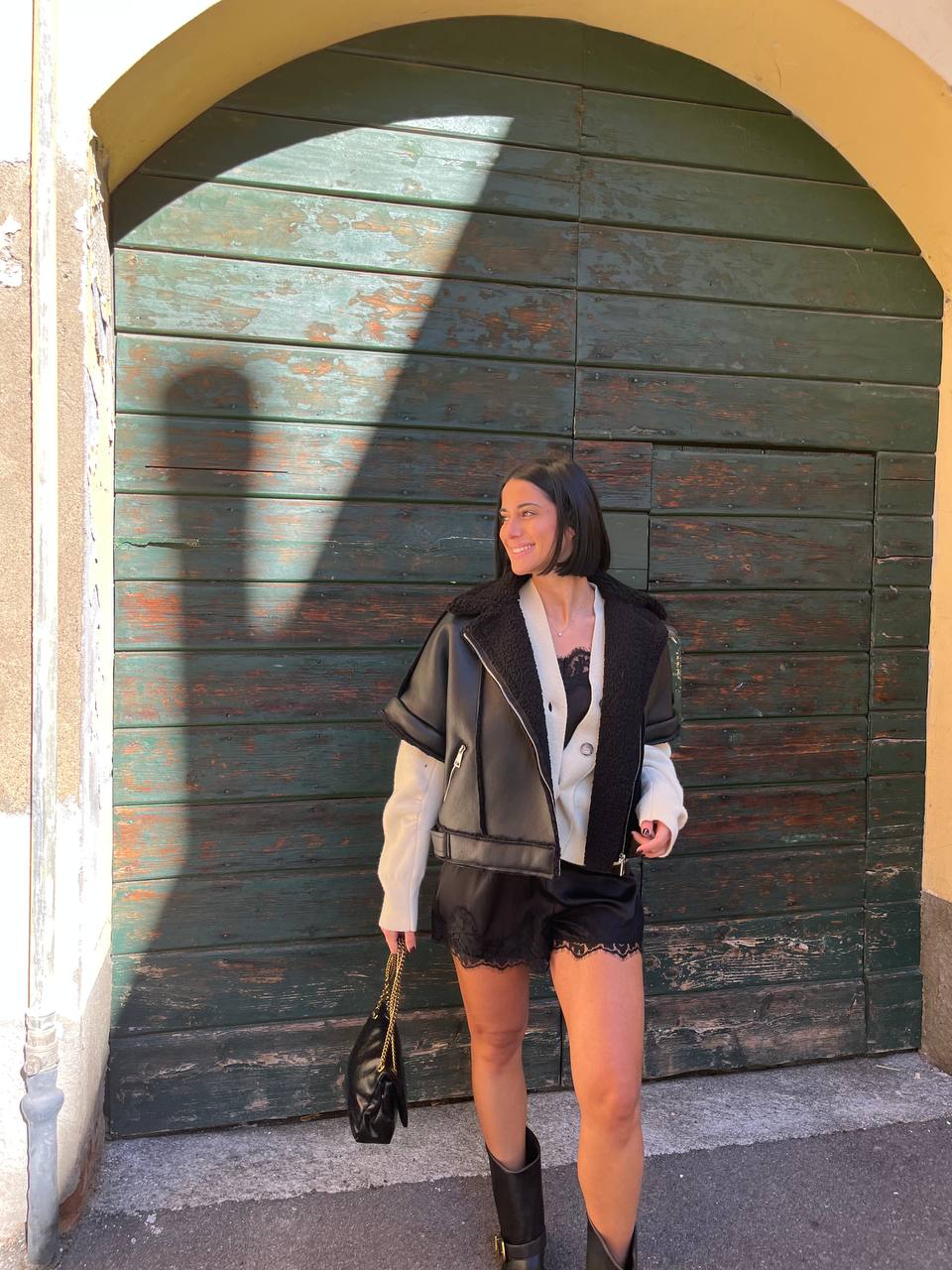 Shorts in satin intarsi pizzo Aurina