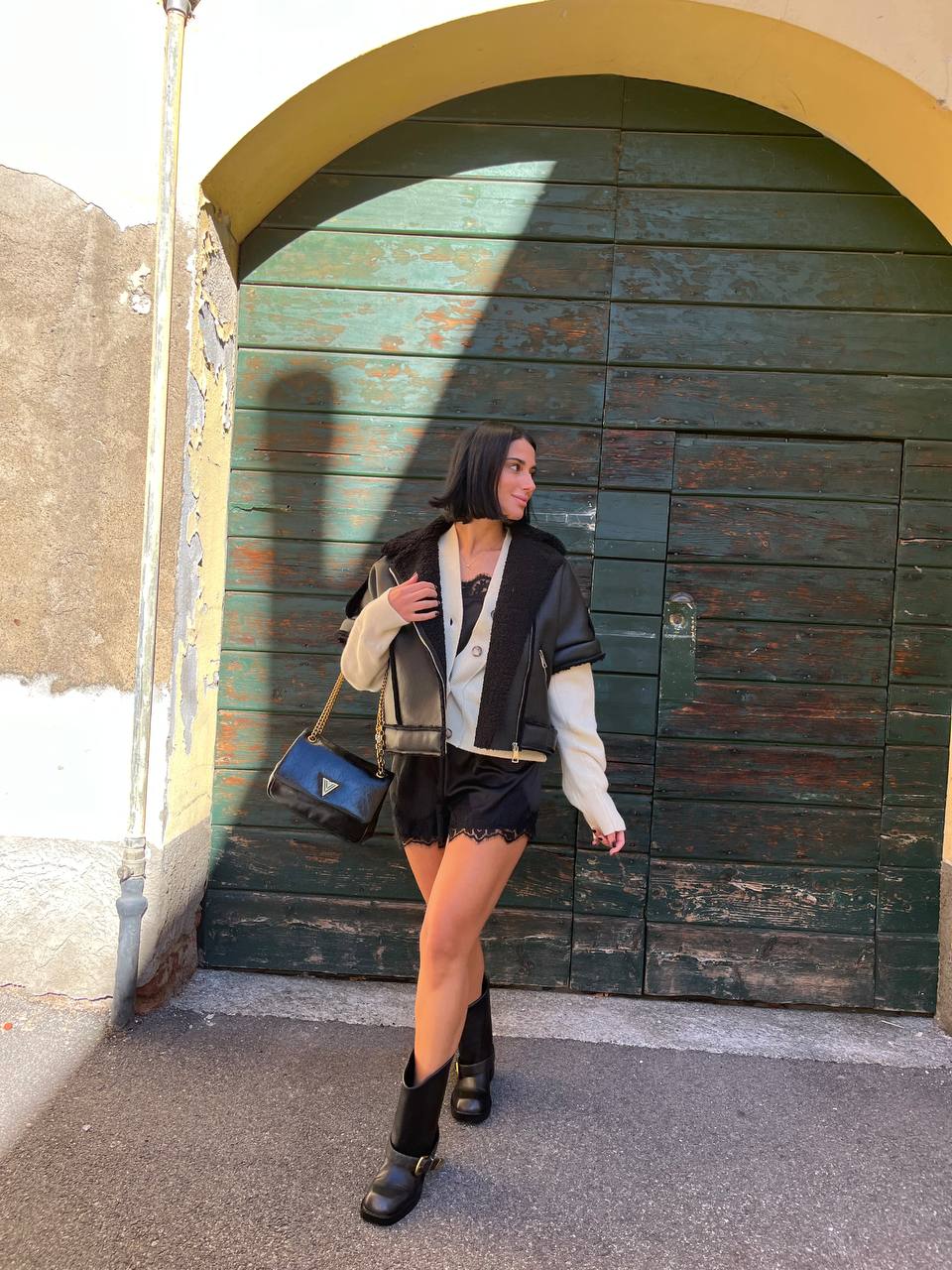 Shorts in satin intarsi pizzo Aurina