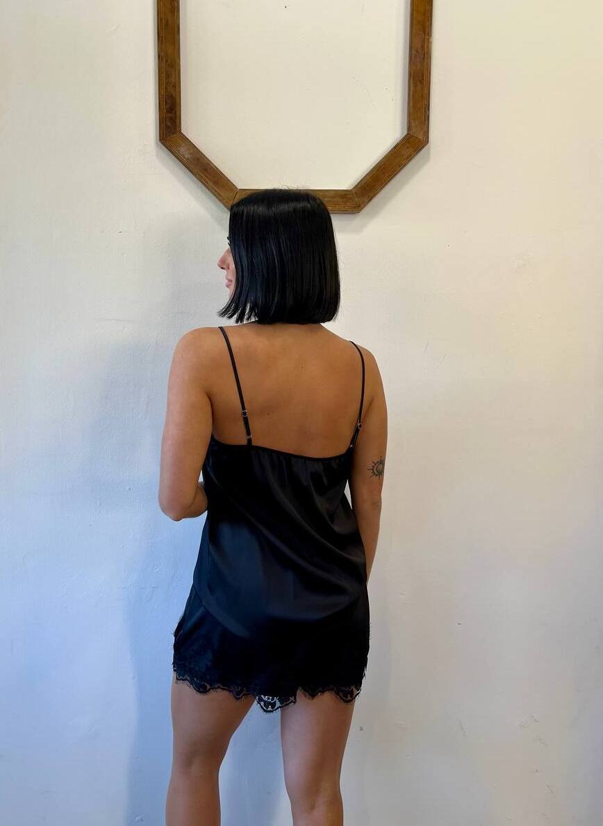 Top satin intarsi in pizzo Aurina