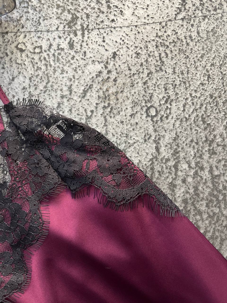 Top satin intarsi in pizzo Aurina