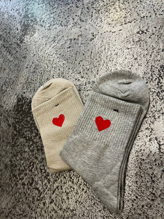 Calze a trama liscia con ricamo cuore Loriel