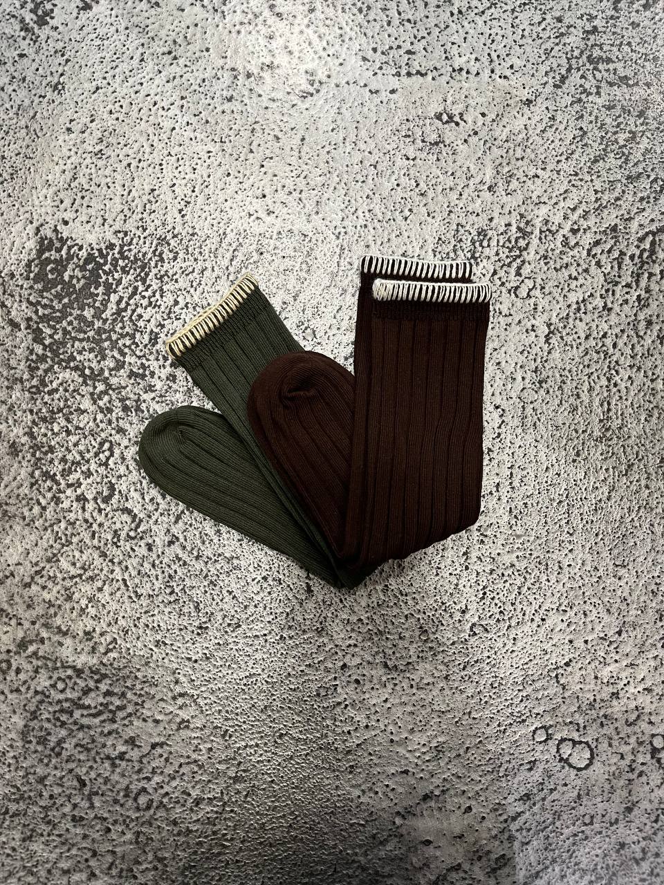 Calze a costine con bordo a contrasto Malen