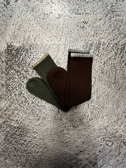 Calze a costine con bordo a contrasto Malen