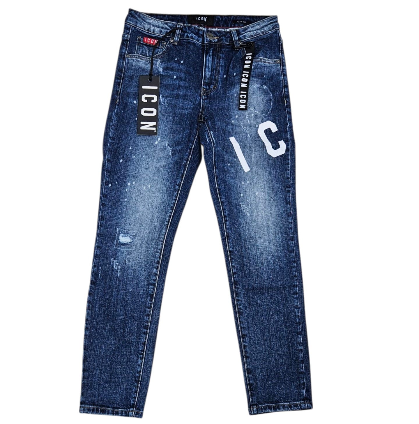 Jeans in denim di cotone stretch con stampa logo