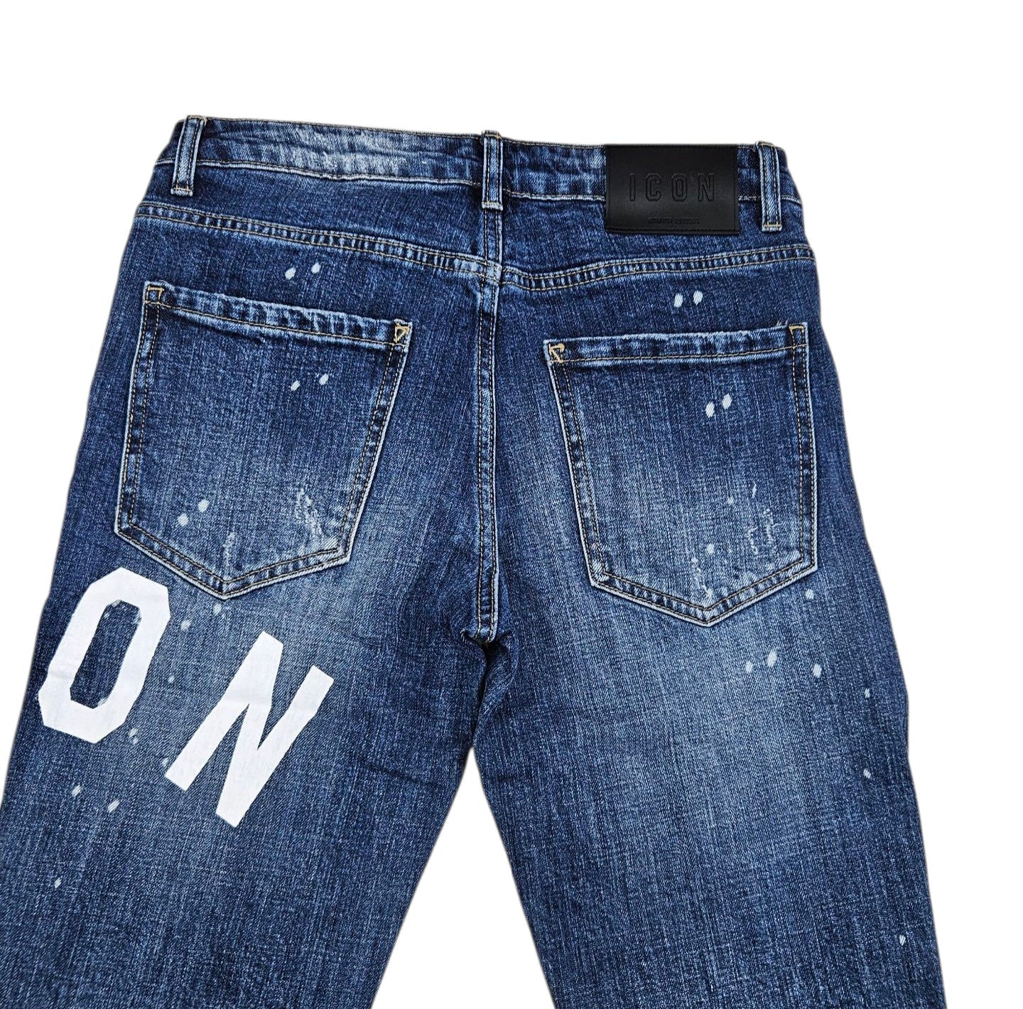 Jeans in denim di cotone stretch con stampa logo