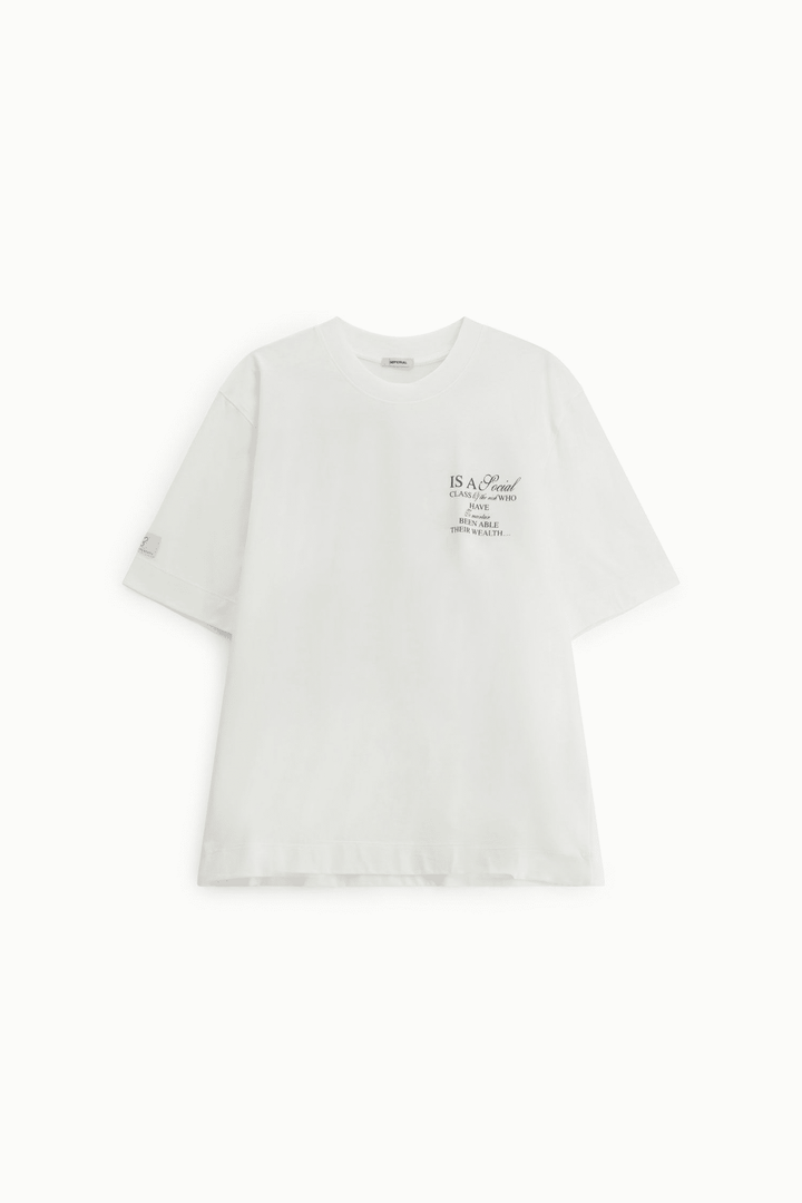 T-shirt girocollo stampa testuale e fotografica