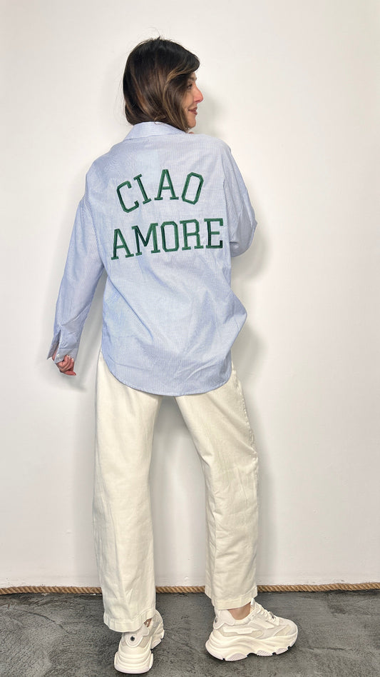 Camicia over con ricamo "Ciao Amore" Pia