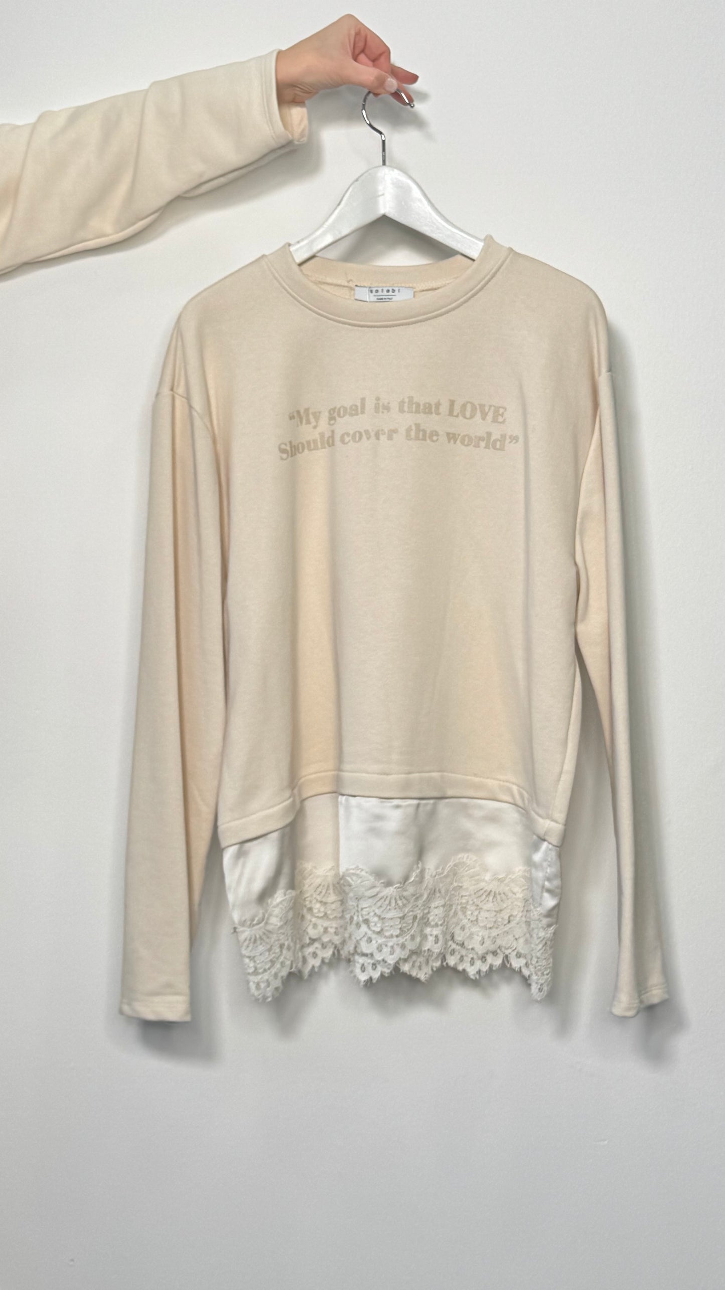 Felpa con stampa e bordo in pizzo Alma