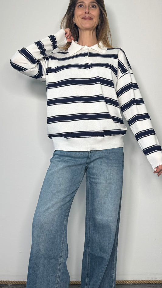 Maglia polo a righe Ane