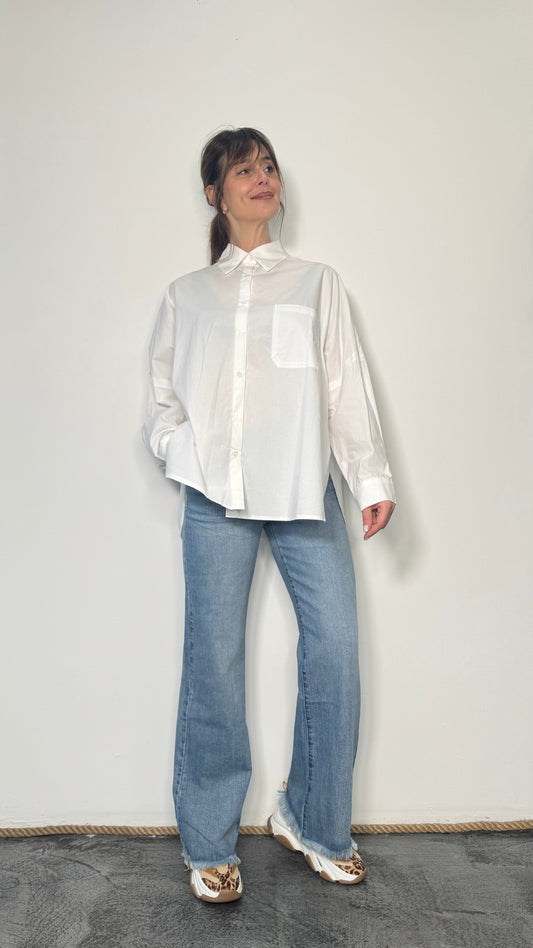 Jeans wide leg con orlo sfrangiato Lua