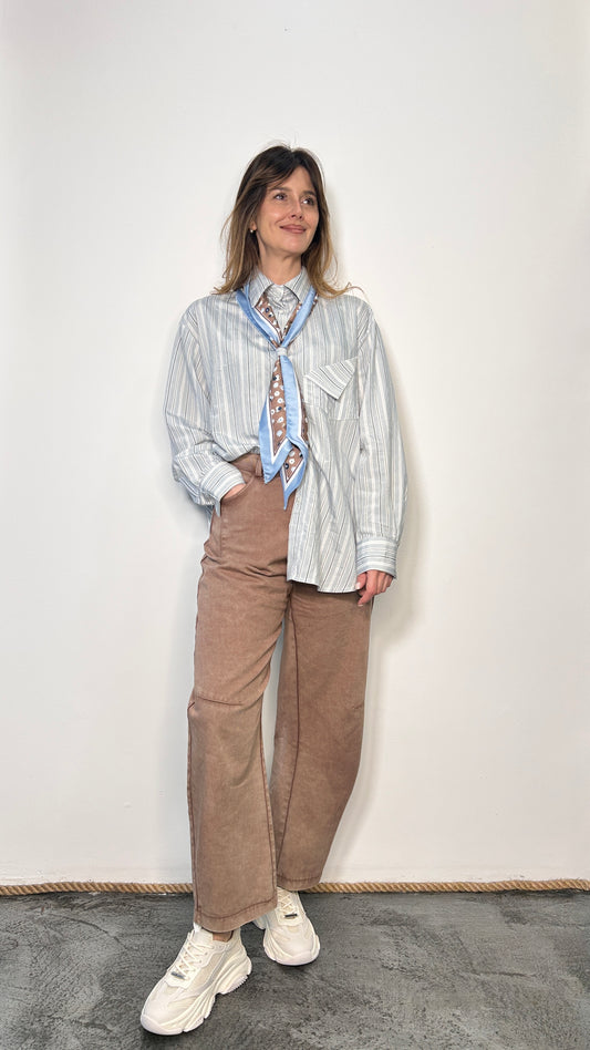 Camicia a righe con foulard Enea