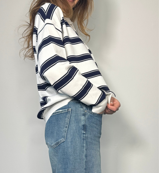 Maglia polo maniche lunghe a righe Ane