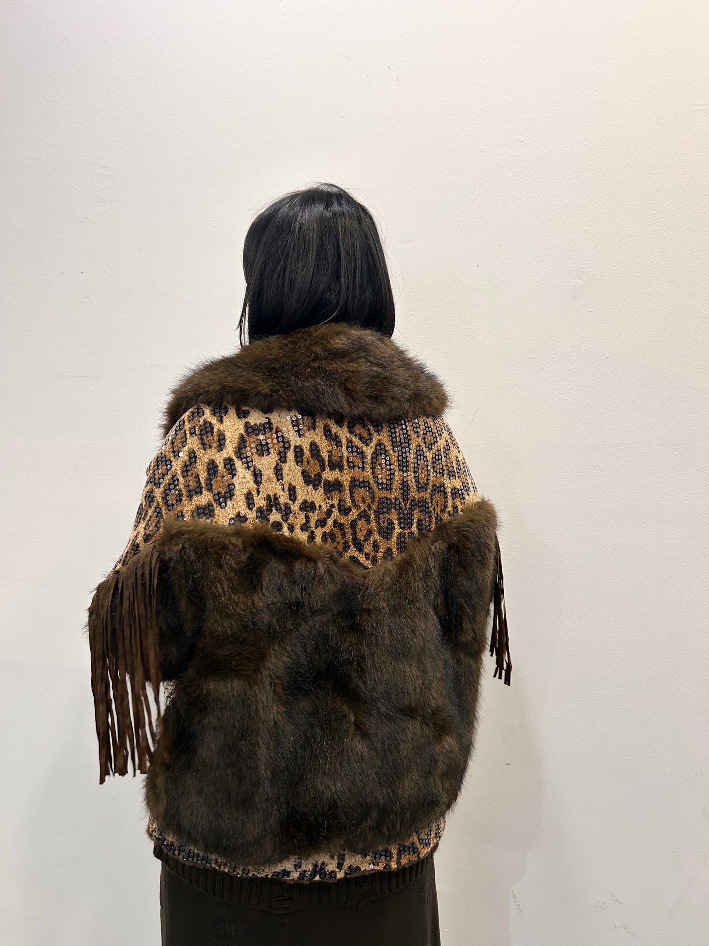 Giaccone fantasia e pelliccia Elvira