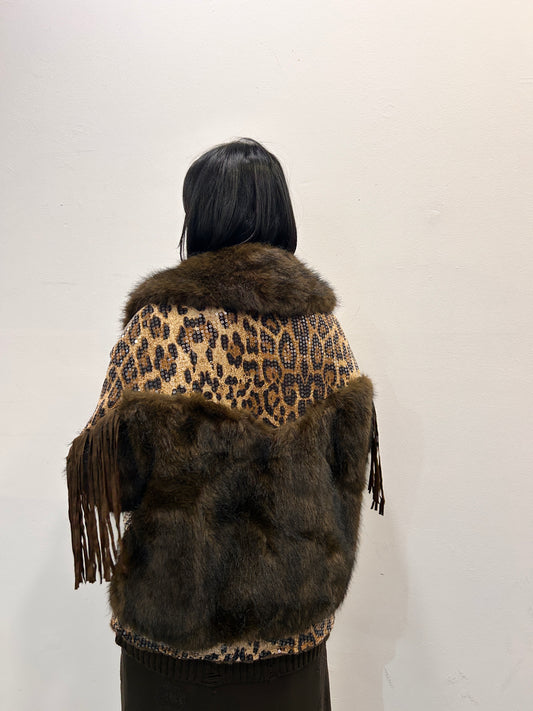 Giaccone fantasia e pelliccia Elvira