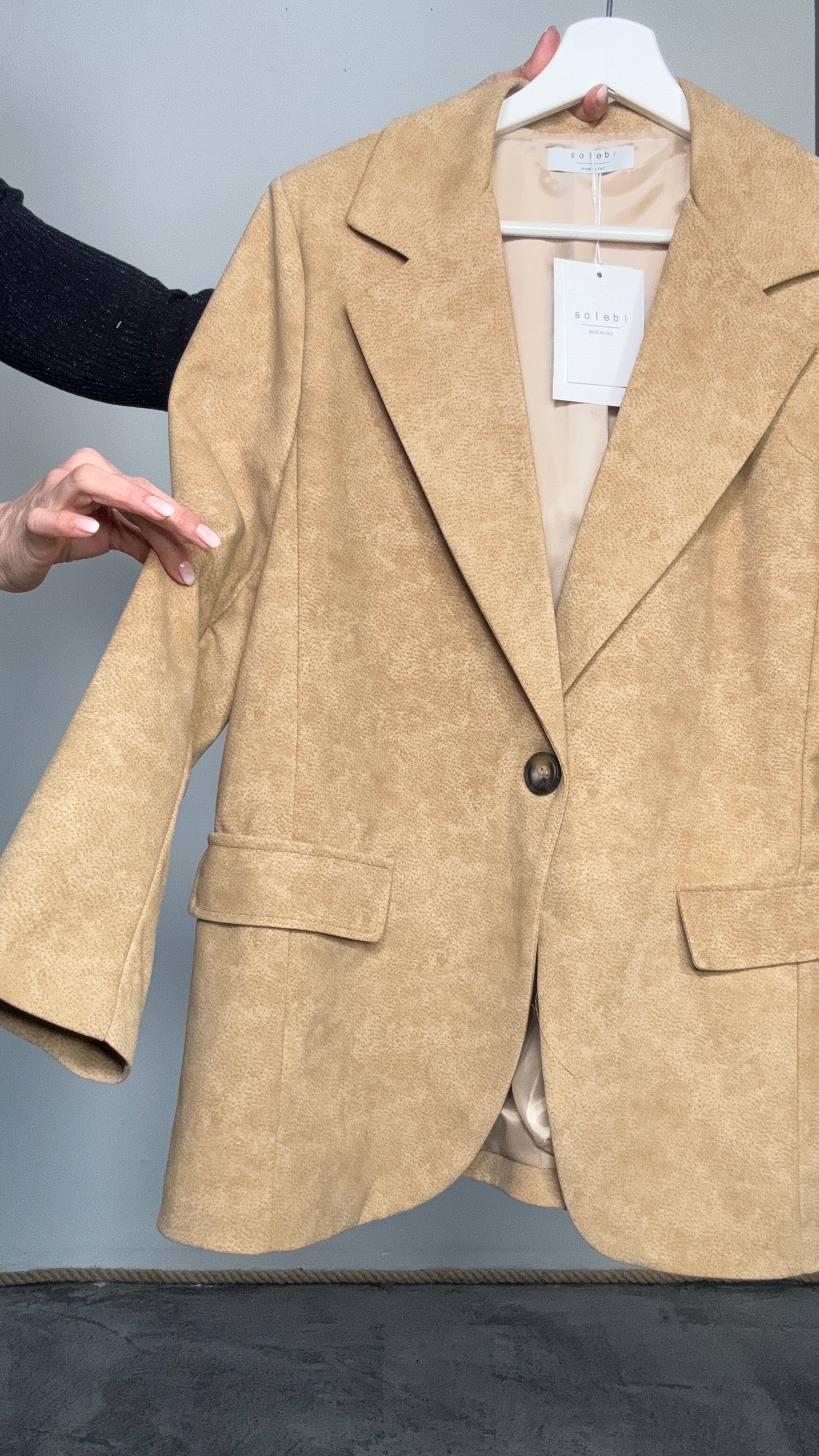 Blazer monopetto in tessuto effetto scamosciato Vera