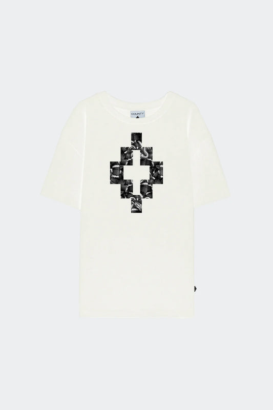 T-Shirt con stampa logo lineout e serpenti