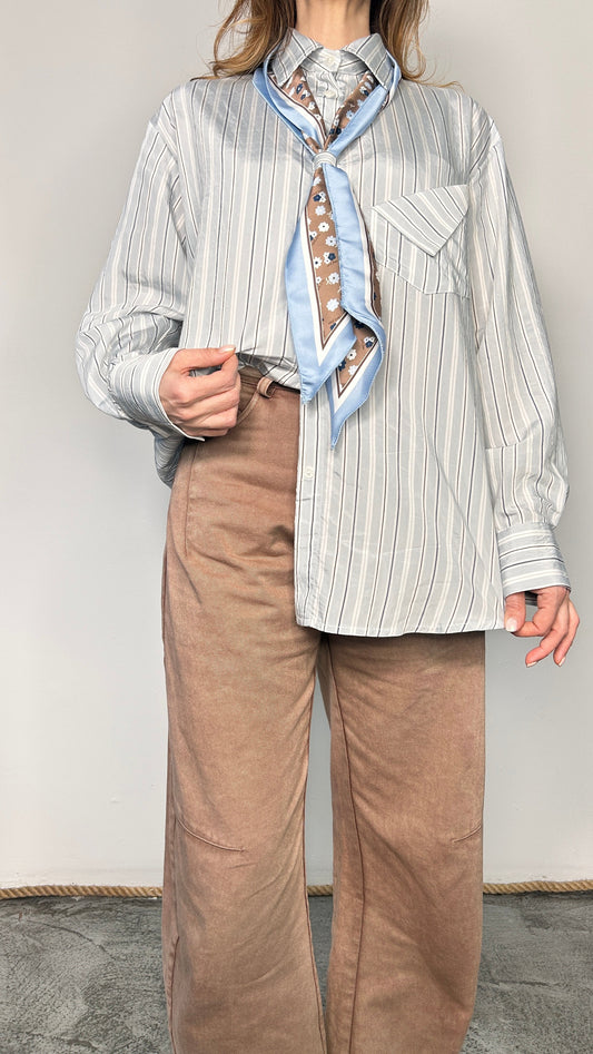 Camicia a righe con foulard Enea