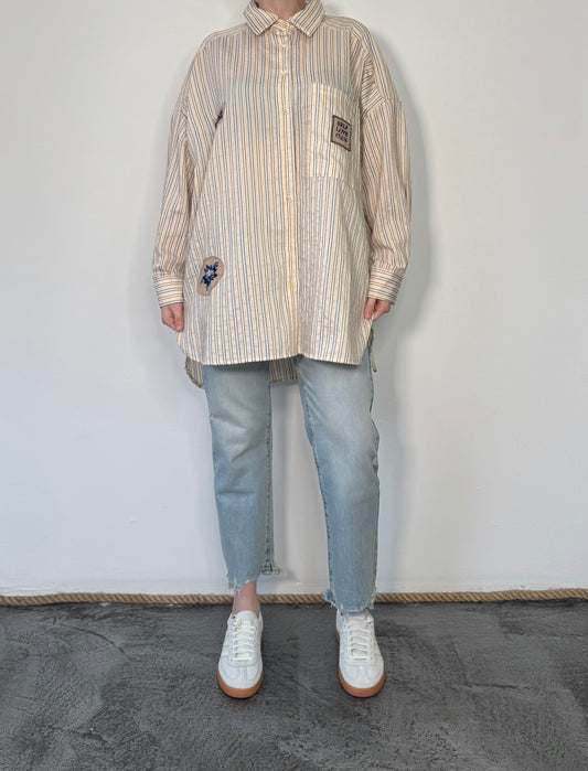 Camicia over a righe con patch Bruna