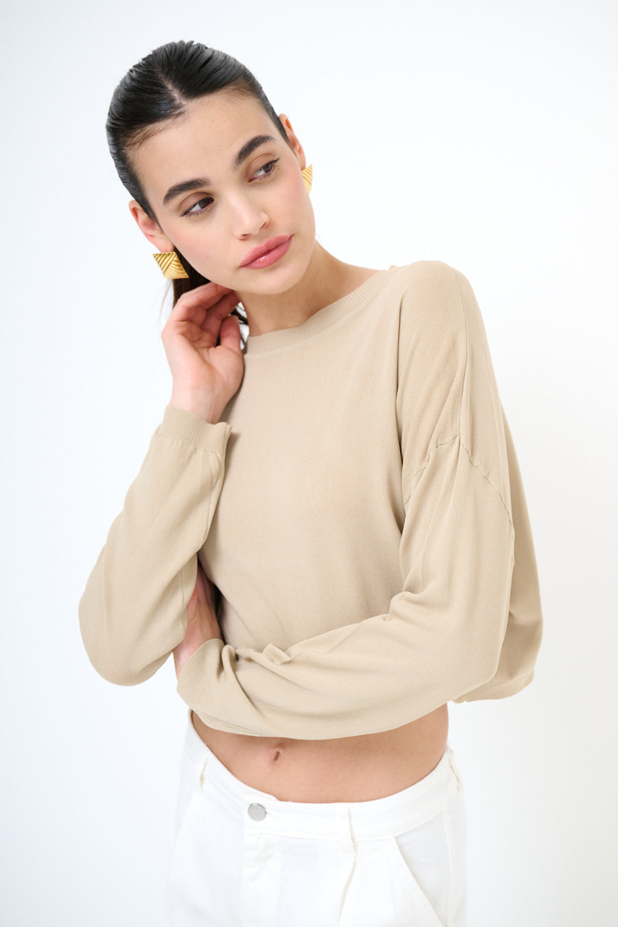 Maglia paricollo crop spalla scesa Valeria