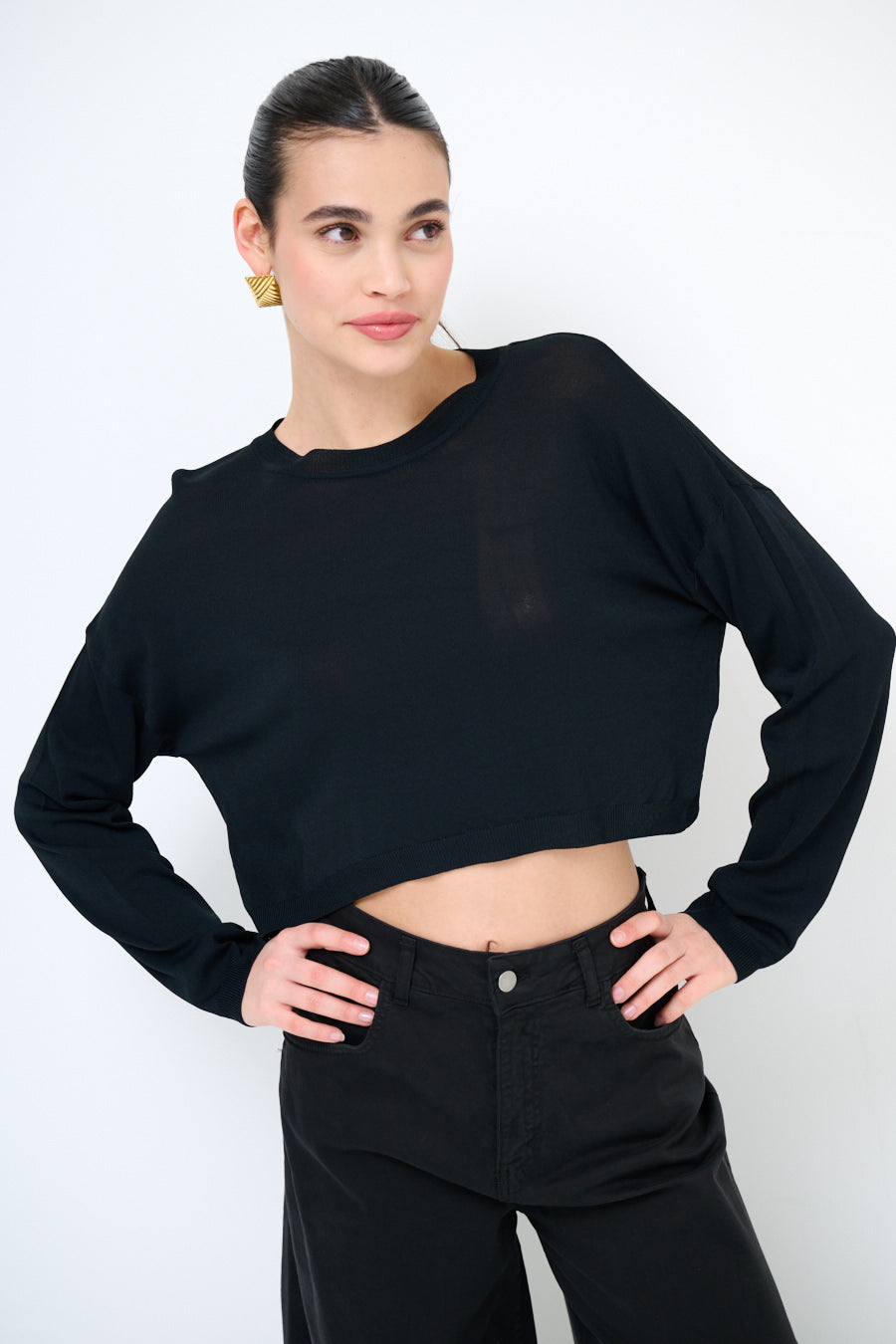 Maglia paricollo crop spalla scesa Valeria