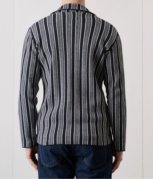 Giacca Monopetto Rigata con pochette in tessuto V2