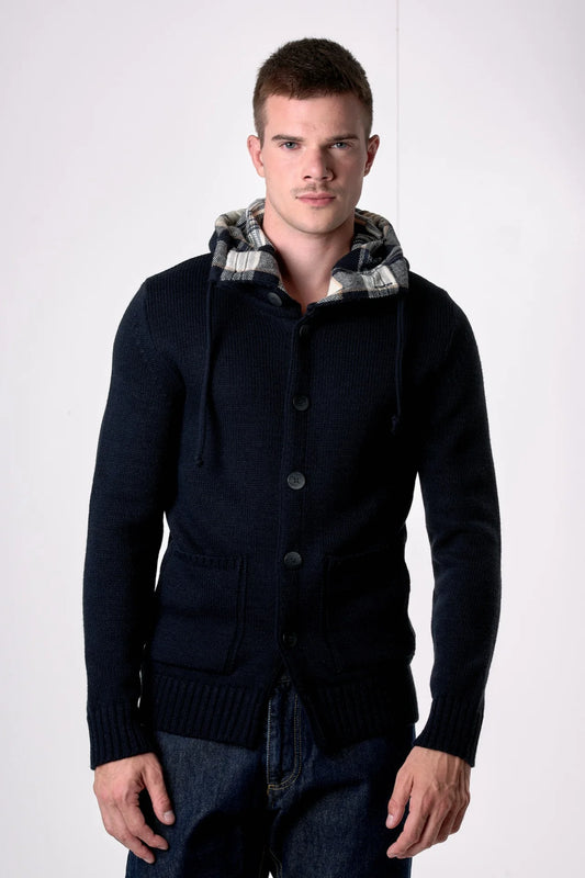 Cardigan Cappuccio Oslo con interno in tessuto