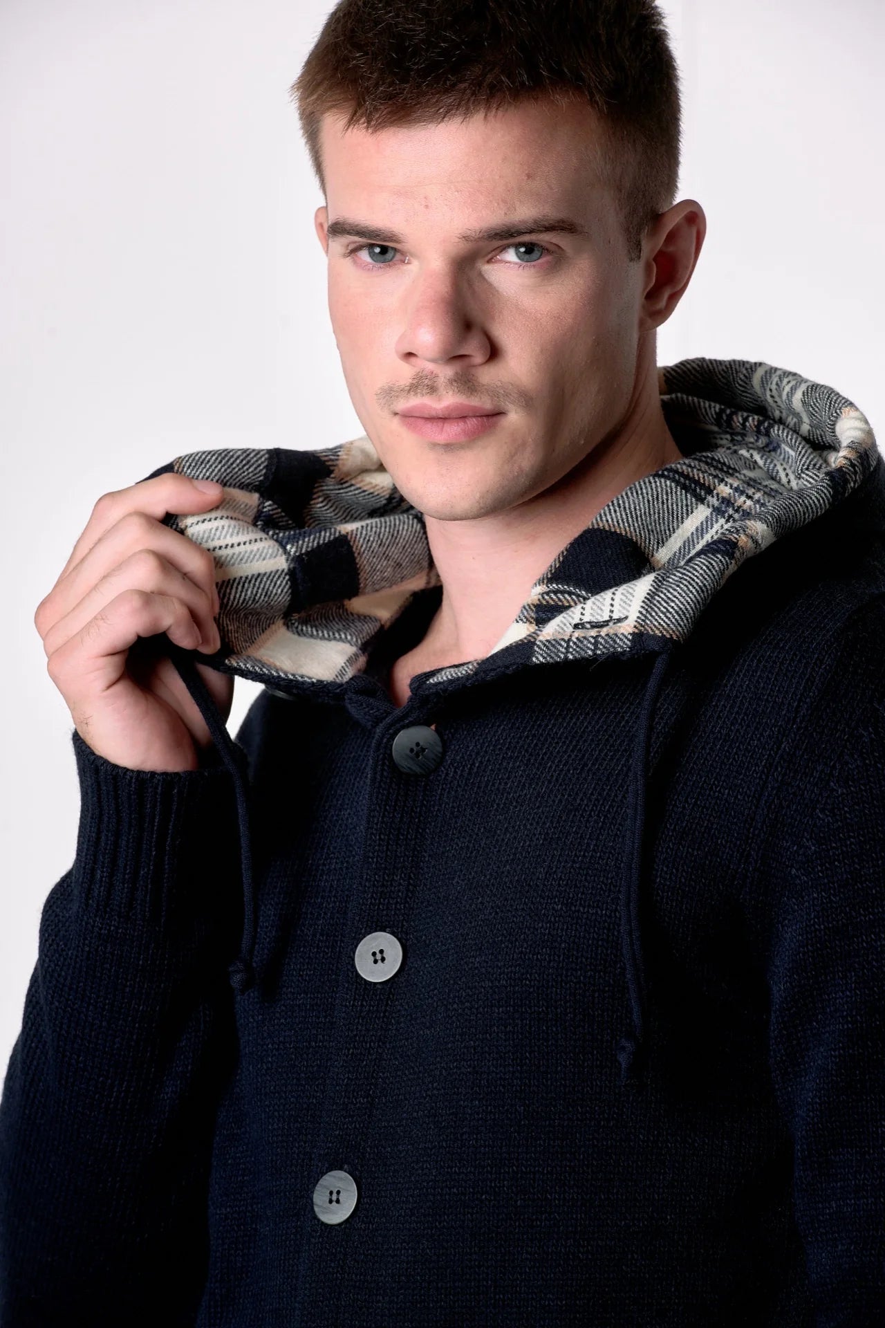 Cardigan Cappuccio Oslo con interno in tessuto