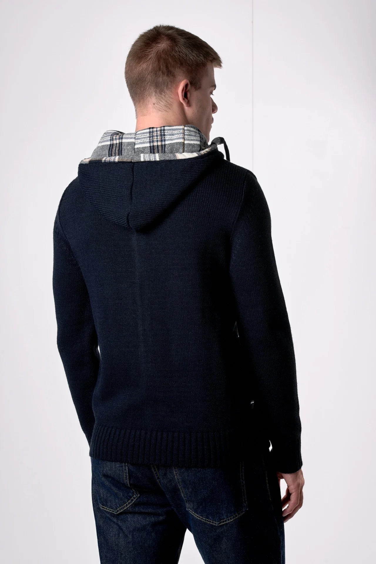 Cardigan Cappuccio Oslo con interno in tessuto