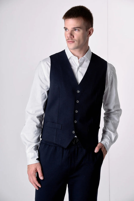 Gilet Monopetto Sartoriale con retro a contrasto e interni in tessuto