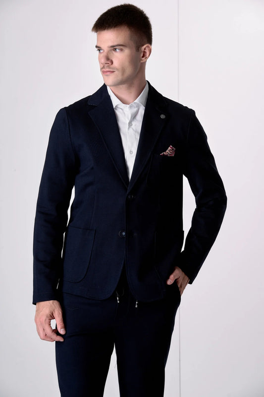 Giacca Monopetto Sartoriale con interni e pochette in tessuto