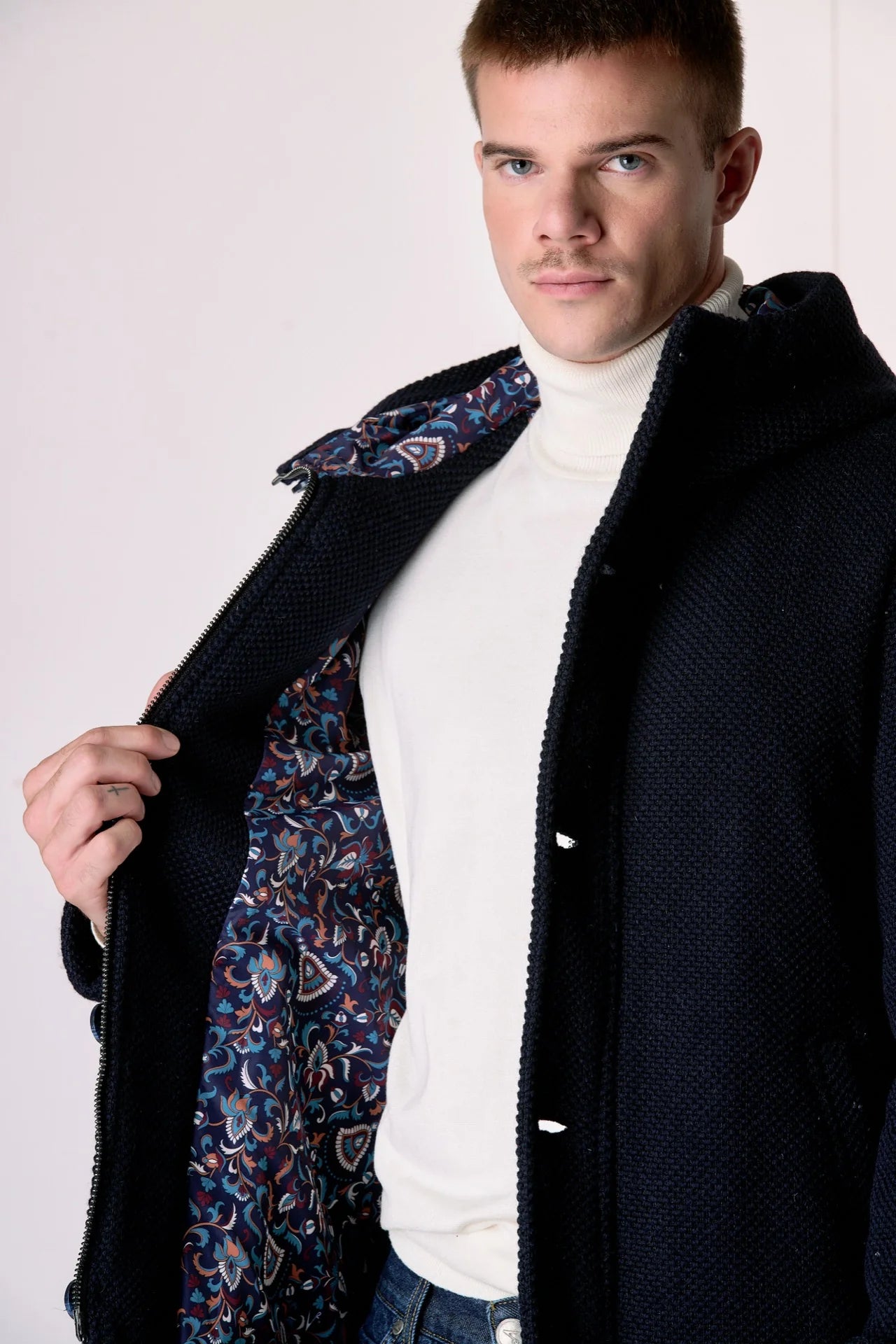 Parka punto riso con fodera interna in Tessuto