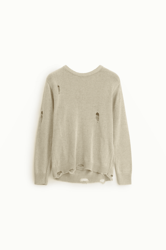 Maglione girocollo con dettagli effetto vissuto