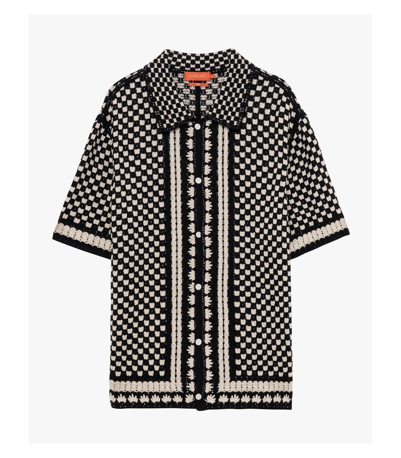 Camicia in maglia con motivo a contrasto