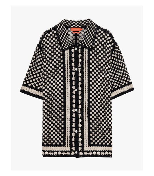 Camicia in maglia con motivo a contrasto