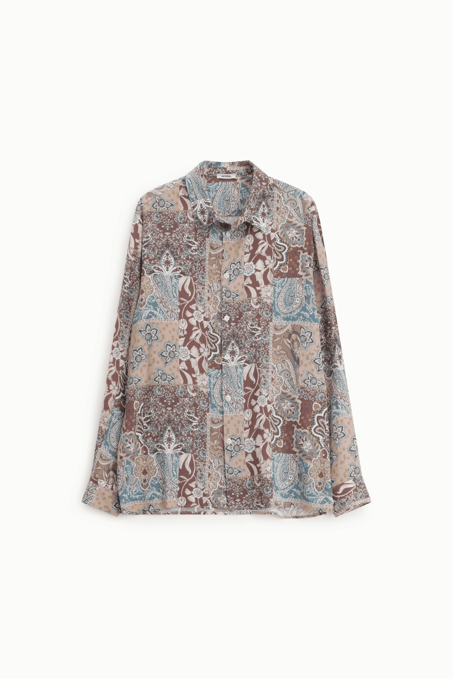 Camicia stampa patchwork collo classico manica lunga