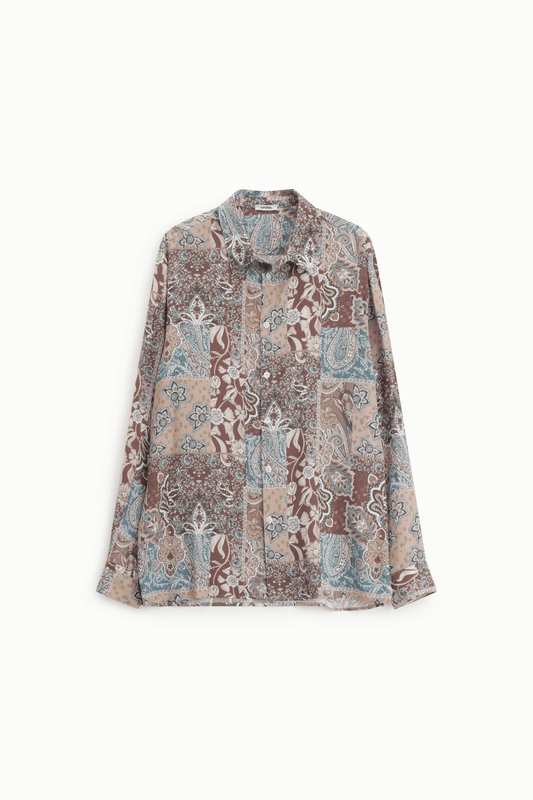 Camicia stampa patchwork collo classico manica lunga