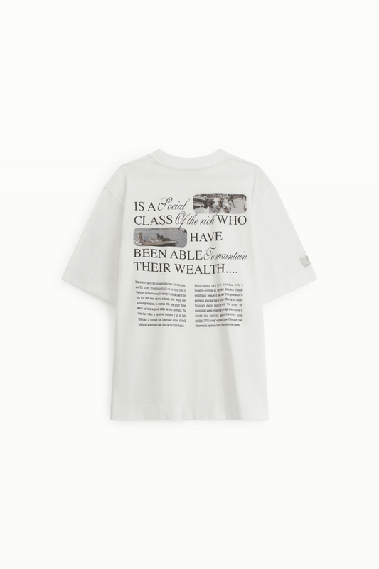 T-shirt girocollo stampa testuale e fotografica