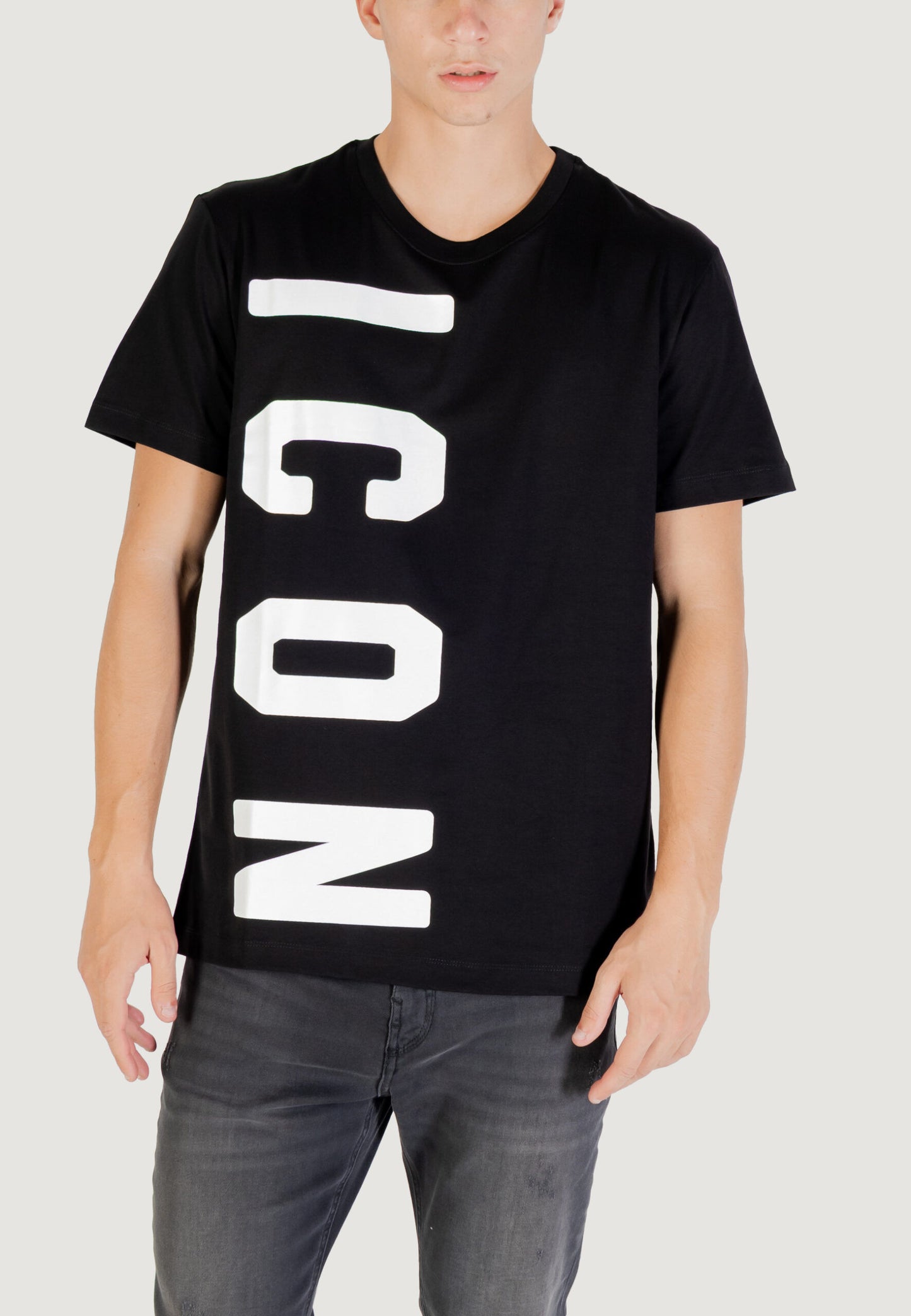 T-shirt in jersey di cotone con logo verticale