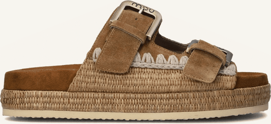 Sandalo in rafia con due fibbie